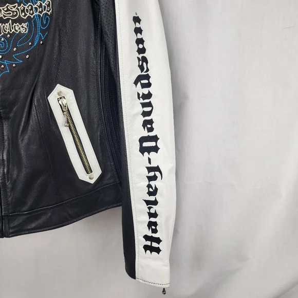 Harley-Davidson Kaleidoscope Leather Jacket Women's Size L - Picture 3 of 10